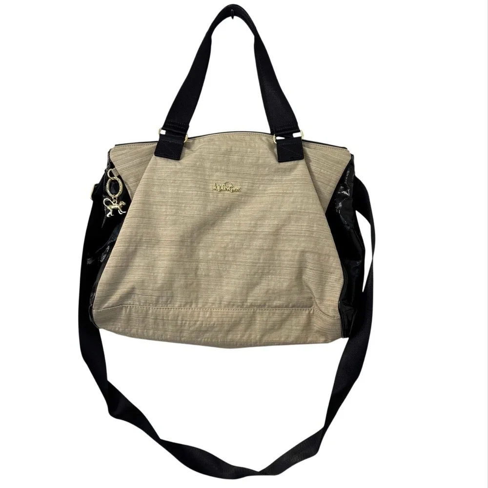 Kipling Genni Tote Bag Rare Travel Beige‎ Black